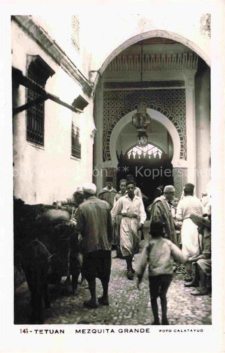 Tetuan Tetouan Maroc Mezquita-Grande Moschee Gasse Passanten Esel Mauren Mosaik