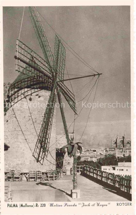 Palma de Mallorca ES Molino-Posada Jack-el-Negro Windmuehle Kathedrale Stadtansi
