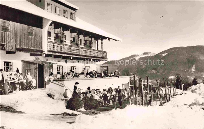 BAD WIEssEE Tegernsee Bayern Berggasthof-Sonnenbichl Skifahrer Winterurlaub Schn