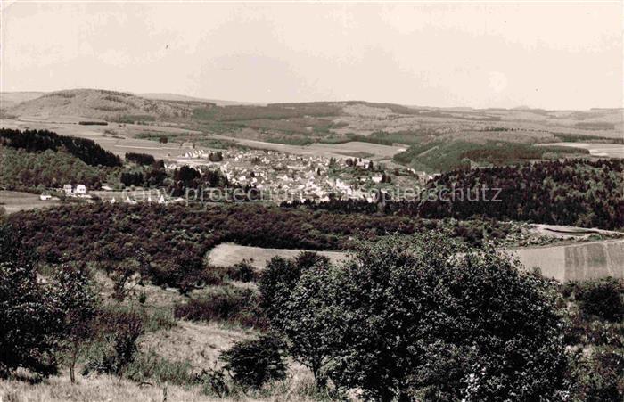 Daun Vulkaneifel Rheinland-Pfalz Ortsansicht Eifel Huegel Wald Wiesen Tal