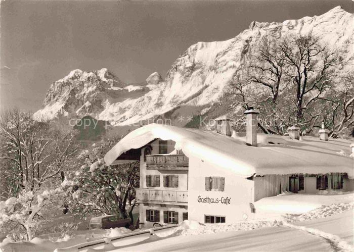 Ramsau Berchtesgaden Bayern Gasthaus-Hindenburglinde Café Alpenstrasse Winter Sc