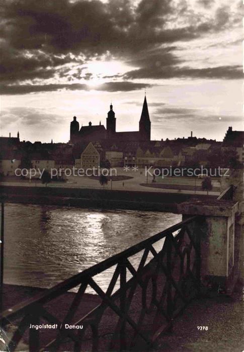 INGOLSTADT CITY Donau Stadtsilhouette Kirche Abendhimmel Bruecke Fluss