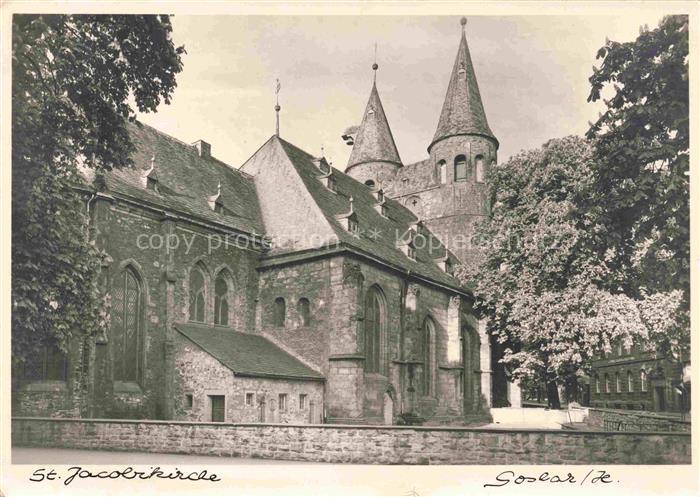 GOSLAR Harz Niedersachsen St-Jacobikirche Kirche Kirchturm Romanisch Baeume Back