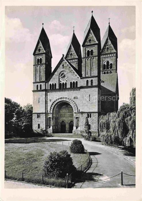 BAD HOMBURG von der Hoehe Hessen Erloeserkirche Romanik Tuerme Portal Trauerweid