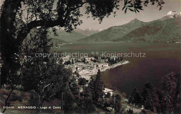 Menaggio Lago di Como Lombardia IT Lago-di-Como See Dorf Haeuser Berge Baeume Ha