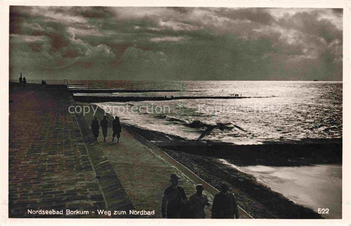 BORKUM Nordseebad Niedersachsen Weg-zum-Nordbad Promenade Nordsee Meer Wellen Sp
