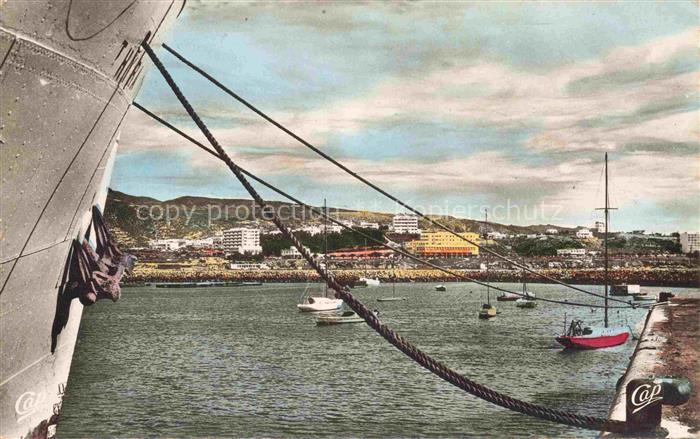 Agadir Maroc Port-de-Plaisance Hafen Boote Schiff Seile Stadt Huegel Meer