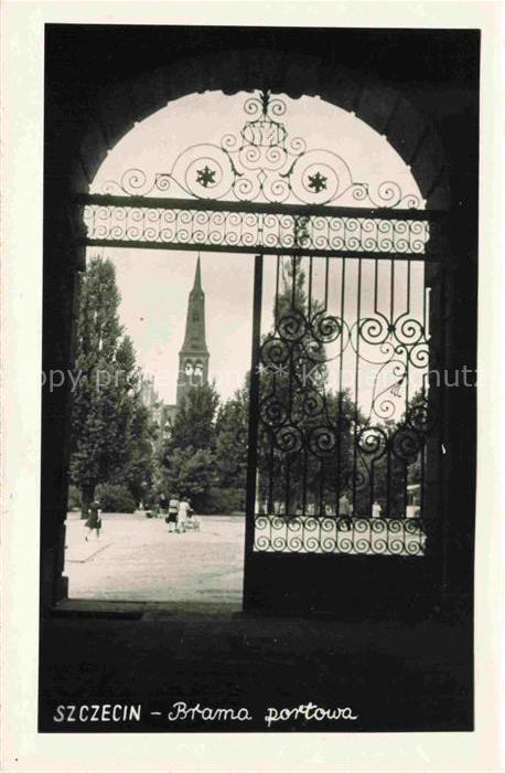 Gotzlow Stettin Westpommern Brama-portowa Schmiedeeisernes-Tor Kirchturm Baeume