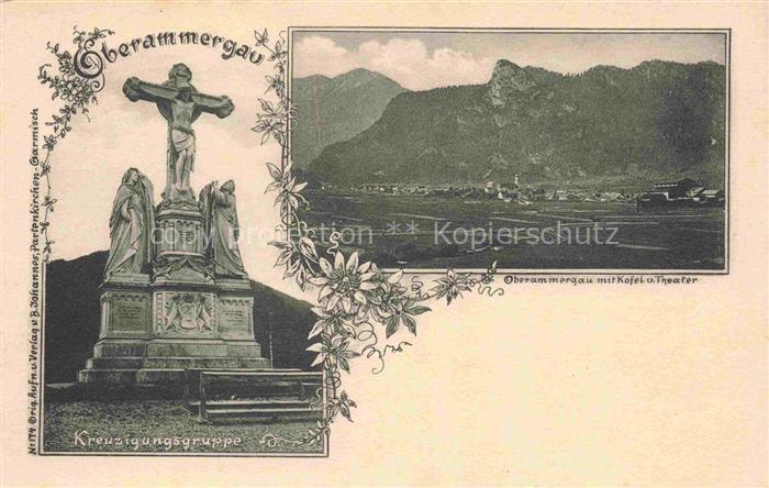 OBERAMMERGAU Bayern Kreuzigungsgruppe Kofel Theater Panorama Berge Denkmal Chris