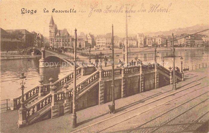 LIEGE Luettich Luik Belgie Passerelle Maas Bruecke Fluss Stadtpanorama Strassen
