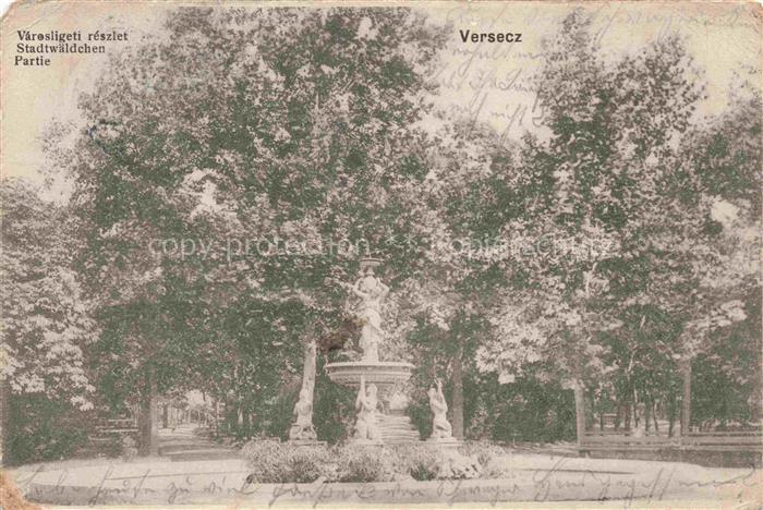 Versecz Vrsac Werschetz Serbija Városliget Stadtwald Brunnen Skulptur Park Baeum