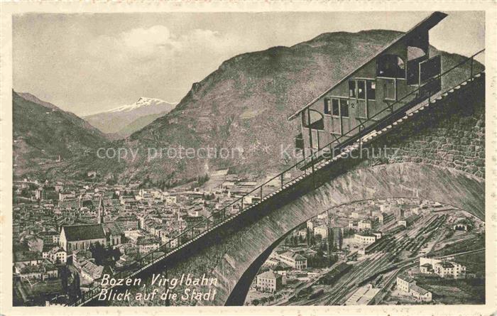 Bozen BOLZANO Suedtirol IT Virglbahn Standseilbahn Stadtpanorama Blick-auf-die-