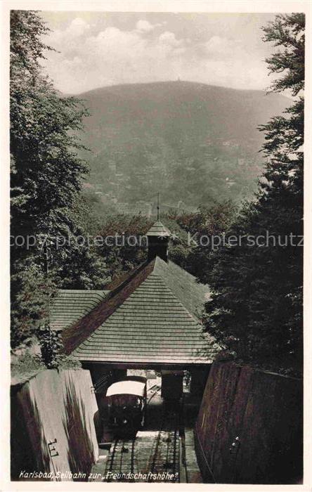 Karlsbad Eger KARLOVY VARY CZ Seilbahn Freundschaftshoehe Standseilbahn Wald Ber