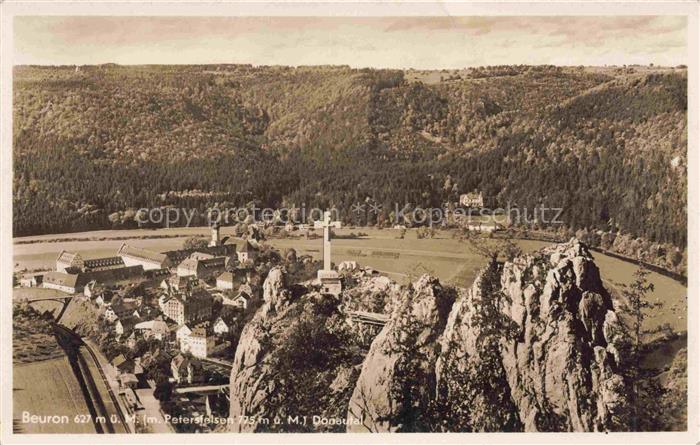Beuron Donautal Donautal Kloster Petersfelsen Kreuz Tal Wald Felsen Panorama