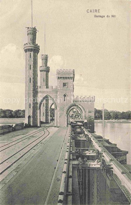 CAIRO Kairo Caire Egypt Barrage-du-Nil Nil Staudamm Tuerme Bruecke Wehr Schiene