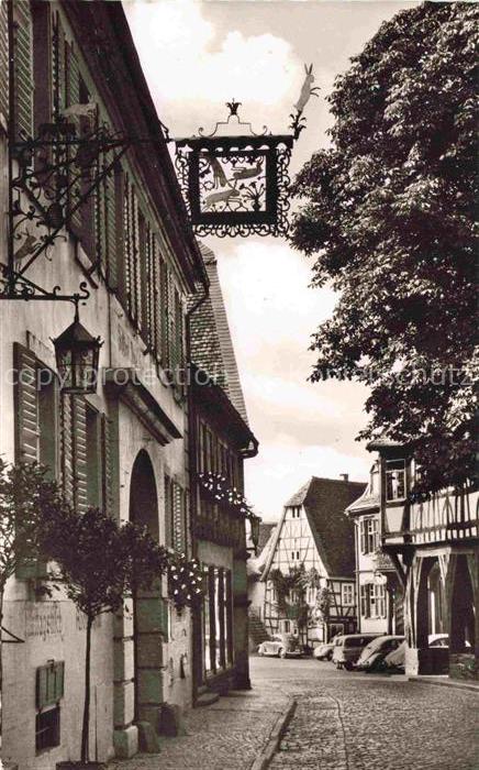 Michelstadt Odenwald Hessen Wirtshausschild 3-Hasen Altstadt Fachwerk Kopfsteinp