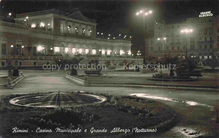 RIMINI IT Casino-Municipale Grande-Albergo Notturno Nachtaufnahme Park Brunnen L