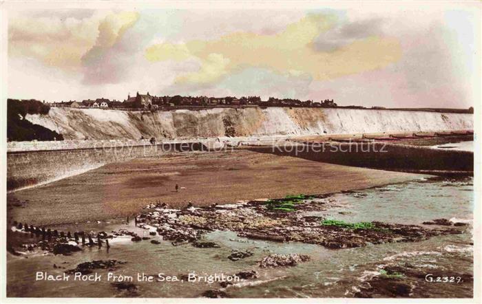 BRIGHTON East Sussex UK Black-Rock Kreidefelsen Meer Strand Kueste Ort-auf-Klip