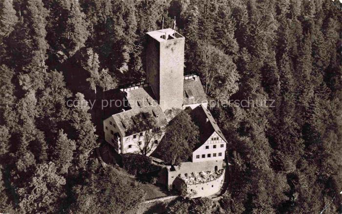 BAD LIEBENZELL BW Burg-Liebenzell Schwarzwald Fliegeraufnahme Bergfried Wald Tur