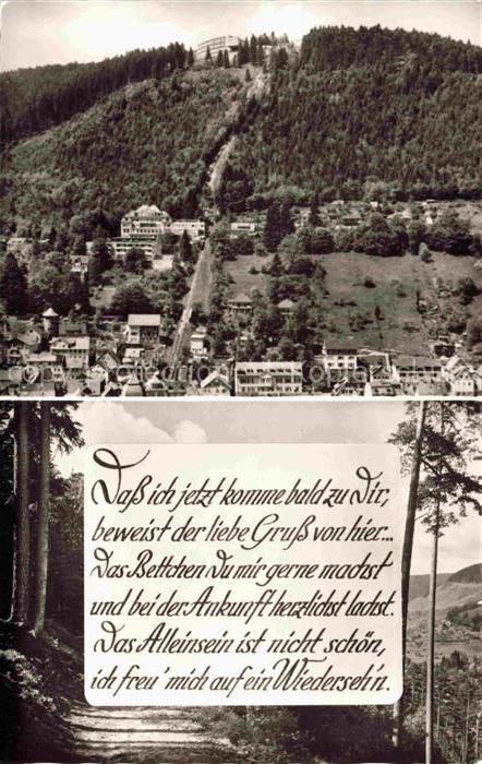 WILDBAD Bad Schwarzwald BW Sommerberg Schwarzwald Standseilbahn Wald Haeuser Pa