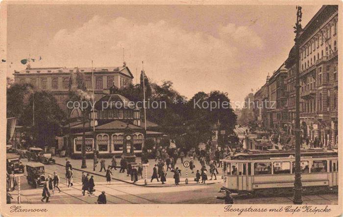 STRAssENBAHN Tramway-- Hannover Georgstrasse Cafe Kropcke