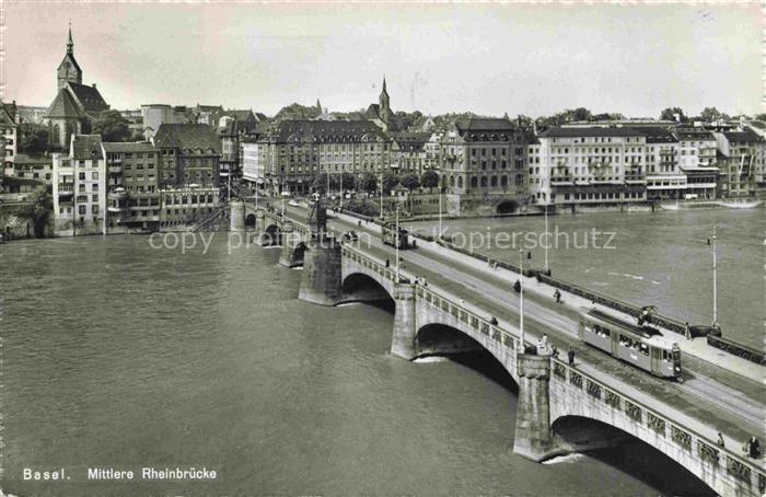 STRAssENBAHN Tramway-- Basel Mittlere Rheinbruecke Pont
