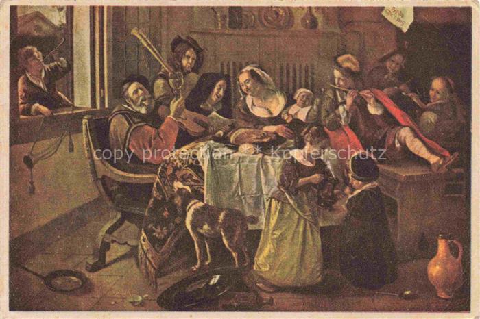 STEEN Jan (16126-1679) Kuenstlerkarte La Famille Joyeuse
