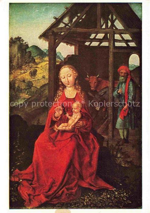 SCHONGAUER Martin Kuenstlerkarte Heilige Familie Muenchen Pinakothek