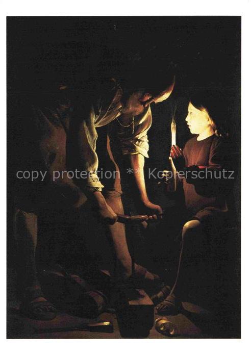 TOUR LA Georges (1593-1652) Kuenstlerkarte Saint Joseph Charpentier