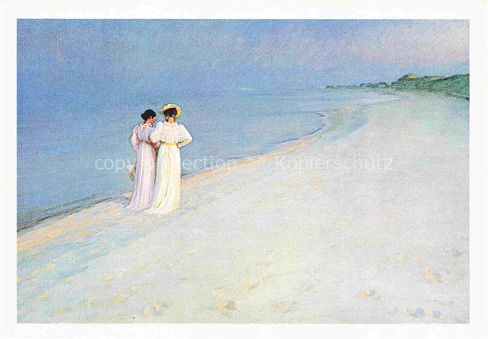 KROYER P. S. (1851-1909) Kuenstlerkarte Sommerabend am Sued Strand Anna Ancher M