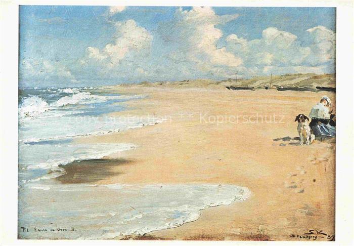 KROYER P. S. (1851-1909) Kuenstlerkarte Den Strand von Stenbjerg Marie
