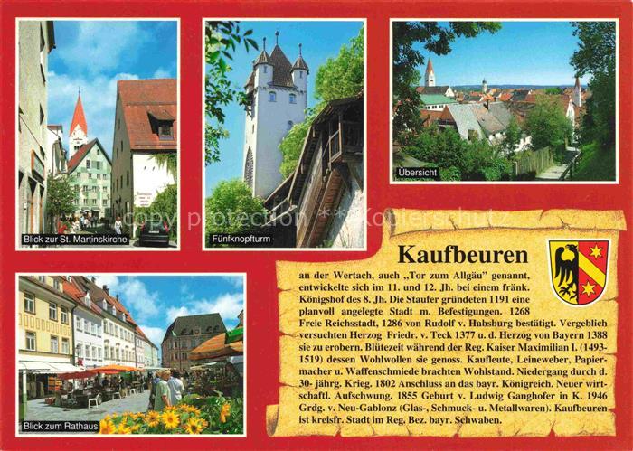 Chronik-AK Kaufbeuren im Allgaeu Marienkirche Fuenfknopfturm