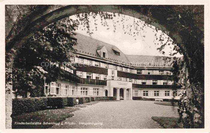 Scheidegg Allgaeu Bayern Kinderheilstaette Haupteingang Kurgebaeude Torbogen Bal