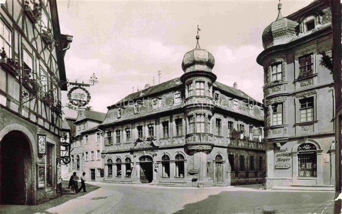 Marktbreit Kitzingen Bayern Patrizierhaeuser Hotel-Loewen Marktplatz Fachwerkhau