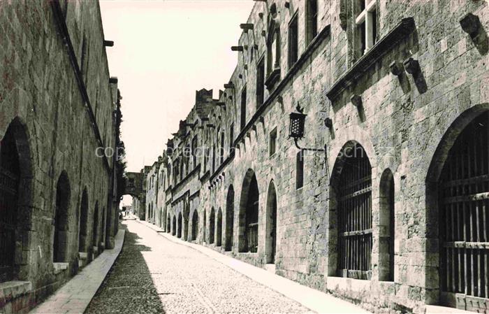 Rodos Rhodes Rhodos Greece Rue-des-Chevaliers Rittergasse Kopfsteinpflaster Boeg
