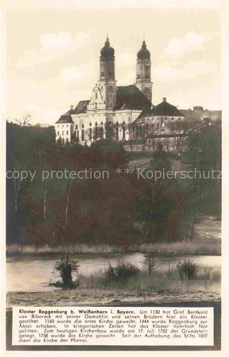 Kloster Roggenburg Kloster Barockkirche Zweituerme Flusslandschaft Wiese Abtei W