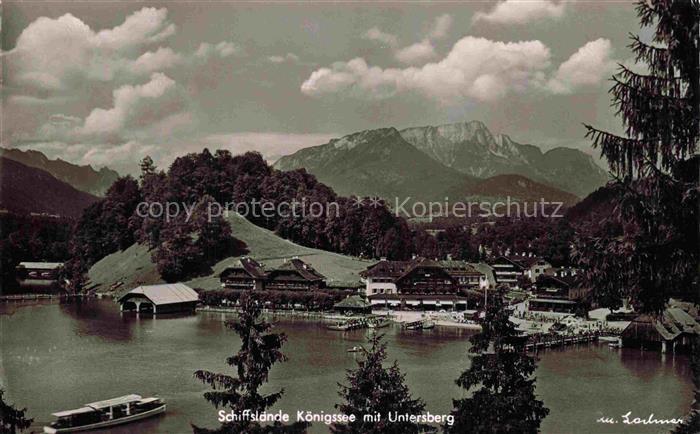 Schoenau Koenigssee Koenigssee Schiffslaende Untersberg Motorboot Seeufer Hotel