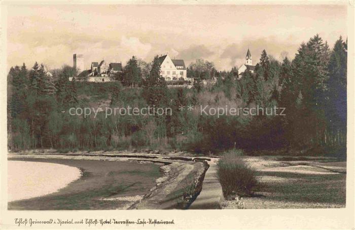 Gruenwald Muenchen Schloss-Gruenwald Isartal Hotel-Terrasse Café-Restaurant Kirc
