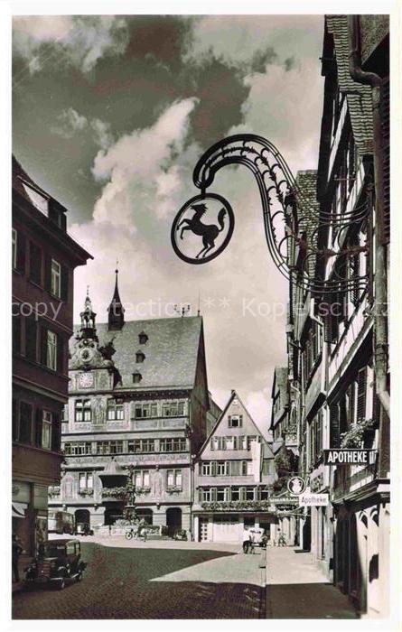 Derendingen  TueBINGEN BW Marktplatz Rathaus Apotheke Gasthausschild Altstadt Fa