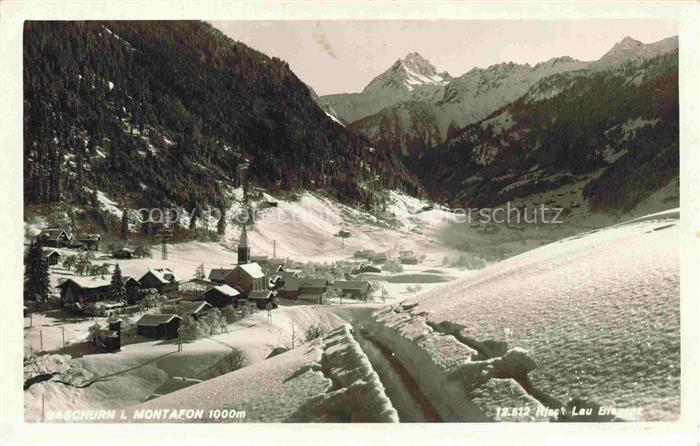 Gaschurn Vorarlberg Winterlandschaft Dorf Kirche Schnee Berge Tal Montafon