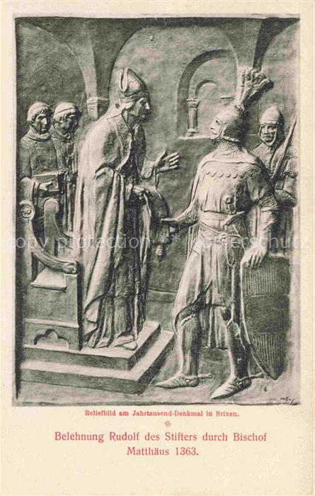 Bressanone Brixen Suedtirol IT Jahrtausend-Denkmal Relief Belehnung Bischof Ritt