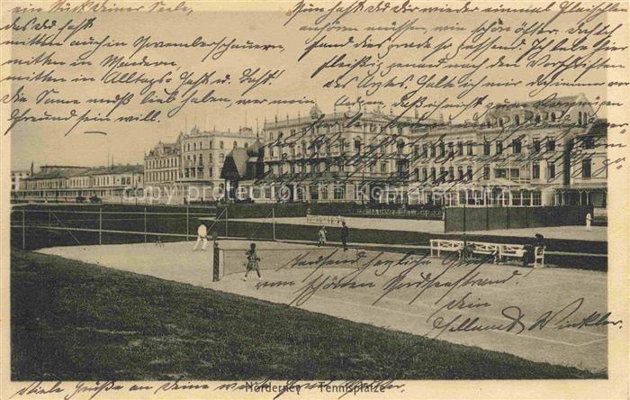NORDERNEY Nordseebad Niedersachsen Tennisplatz Tennisspieler Strandhotel Kurhaus