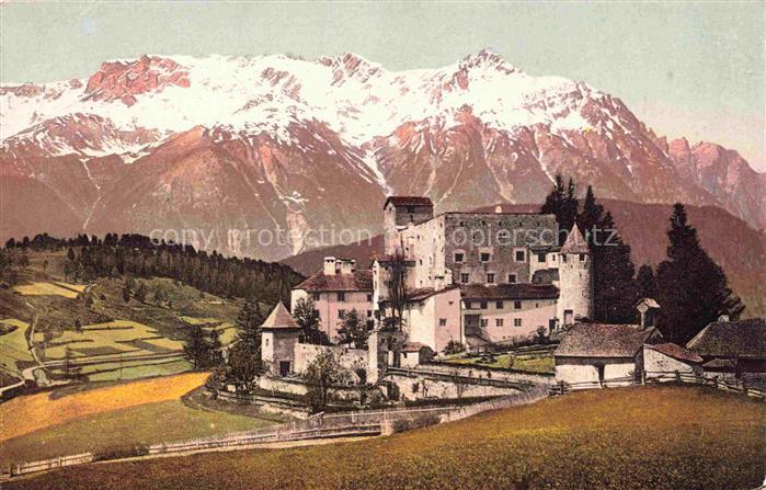 Nauders Tirol AT Schloss Berglandschaft Alpen Schnee Waelder Wiesen