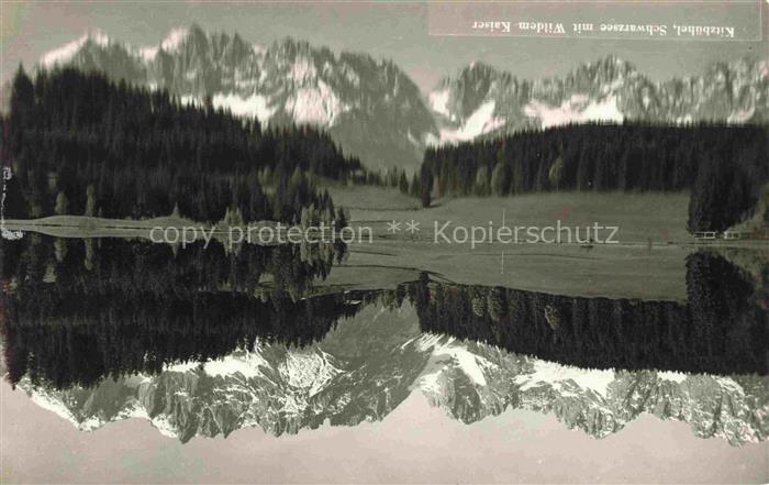 Kitzbuehel Tirol AT Schwarzsee Wilder-Kaiser Berge Wald See Spiegelung Alpen