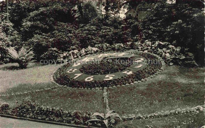 Hainichen Sachsen Blumenuhr Park Rasen Straeucher Baeume Anlage