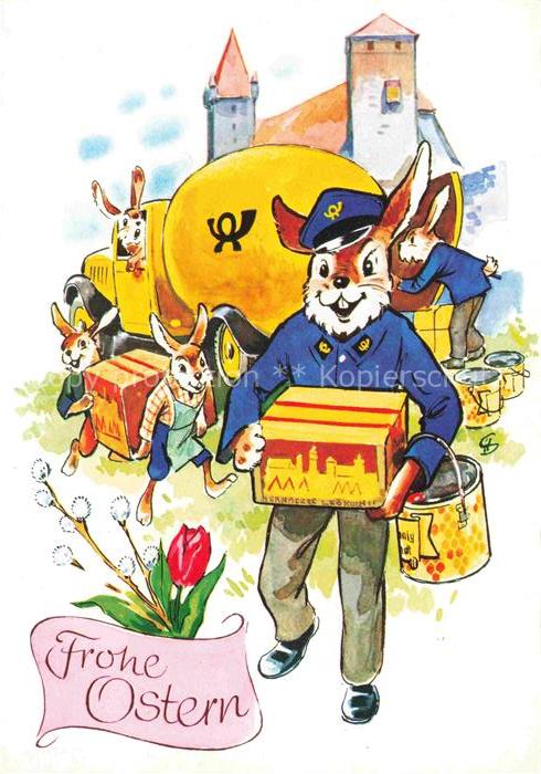 Boxdorf NueRNBERG Mittelfranken Bayern Frohe-Ostern Osterhase Postbote Postauto