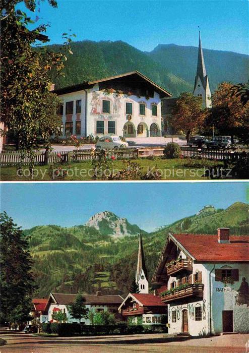 Bayrischzell Bayrisch Zell Rathaus Kirche Lueftlmalerei Berge Dorf