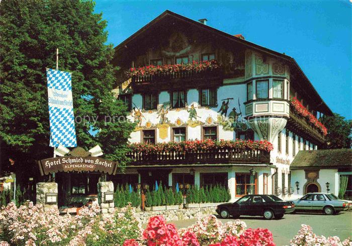Kochel am See Bayern Hotel-Schmied-von-Kochel Alpengasthof Lueftlmalerei Wandmal