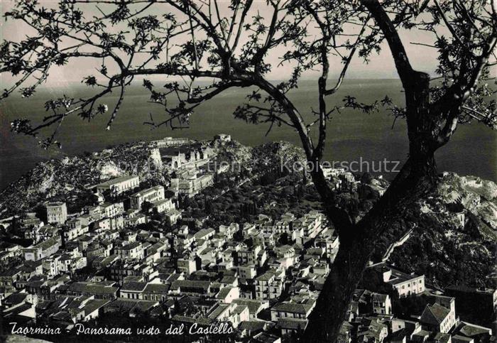 TAORMINA Messina Sicilia IT Panorama-visto-dal-Castello Castello Altstadt Meer