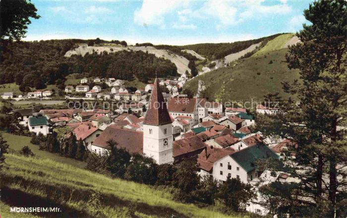 Moernsheim Altmuehlal Eichstaett Bayern Kirchturm Ortsansicht Wohnhaeuser Huegel